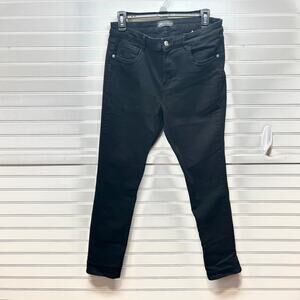 ZARA Black Straight Leg Mid Rise Stretch Jeans Size 10